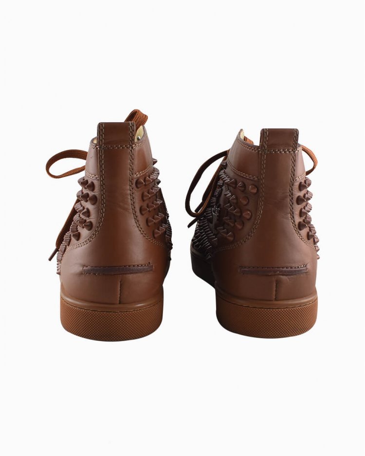 Tênis Christian Louboutin original Louis Spikes Caramelo masculino